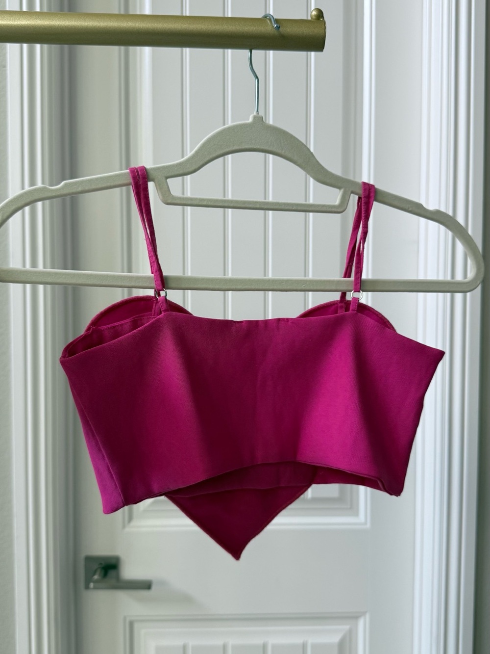 Zara Hot Pink Heart-Shaped Bandeau Crop Top Size S - Picture 3 of 4